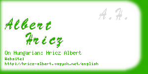 albert hricz business card